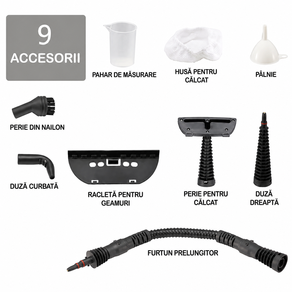 Cele 9 accesorii incluse